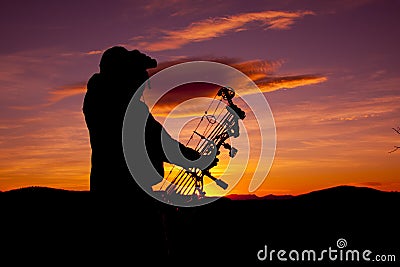 Bowhunter Glassing in Sunset Stock Photo
