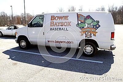 Baseball van in parking lot Editorial Stock Photo