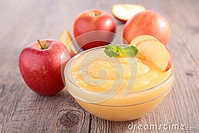 Bowl of apple sauce Stock Photo