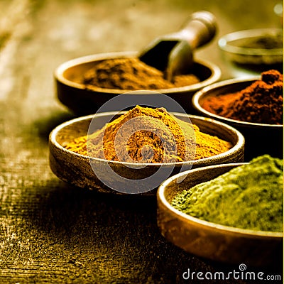 Bowl of Asian curry powder Stock Photo