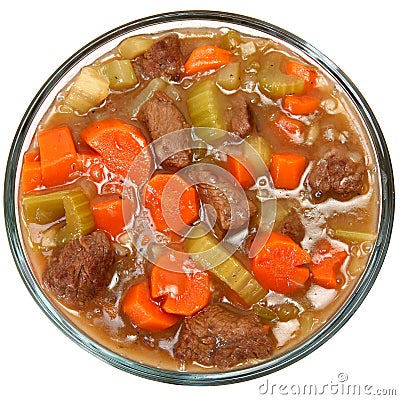 Bowl of Beef Vegetable Stew Stock Photo