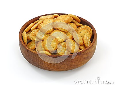 Bowl Bite Size Crackers Stock Photo