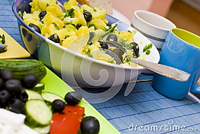 Bowl of boiled potatoes Stock Photo