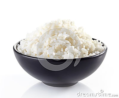 Bowl of boiled rice Stock Photo