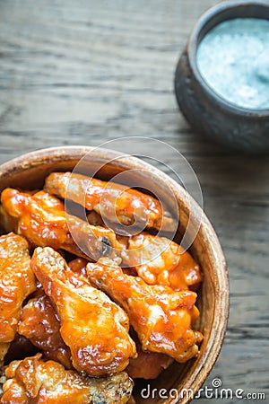 Bowl of buffalo chicken wings Stock Photo