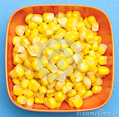 Bowl of Canned Corn Stock Photo