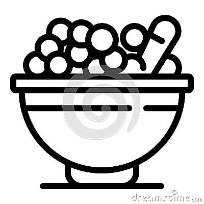 Bowl cereal flakes icon, outline style Vector Illustration