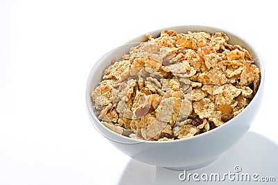 Bowl of cereal with raisins and milk Stock Photo