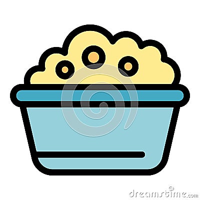 Bowl cheese icon color outline vector Vector Illustration