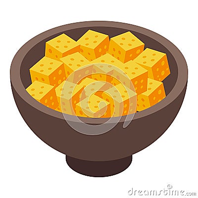 Bowl cheese icon, isometric style Vector Illustration