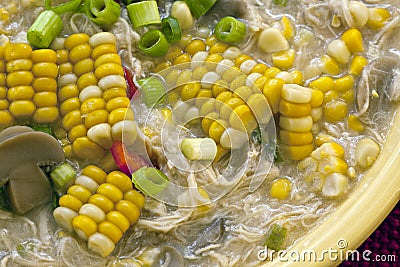 Bowl of Chicken corn Chowder Stock Photo