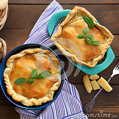 A bowl of chicken and vegetable pot pie2, Generative AI Stock Photo