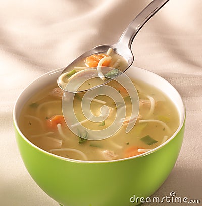 Bowl of chiken soup Stock Photo