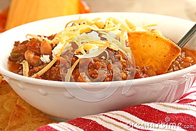 Bowl of Chili Stock Photo