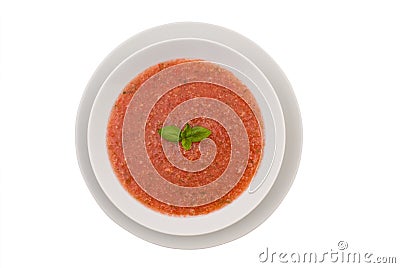 Bowl of chilled gazpacho soup Stock Photo