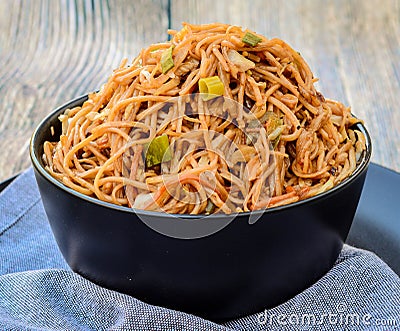 Bowl of chinese noodles with vegetables Stock Photo