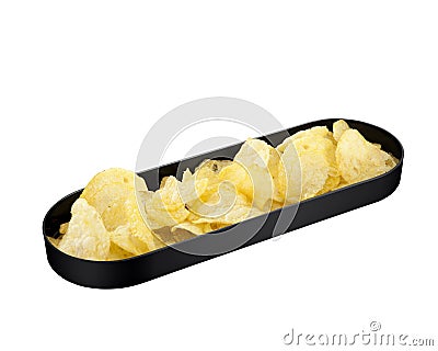 Bowl with chips on white background Stock Photo