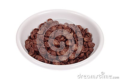 Bowl from chocolate corn flakes Stock Photo