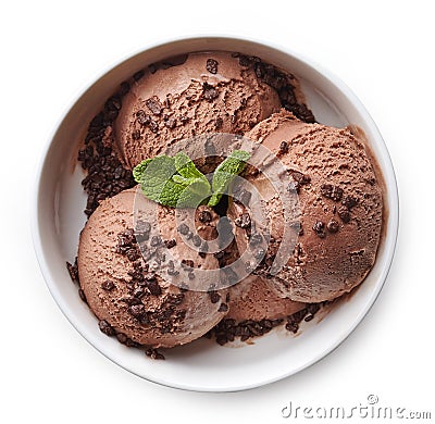 Bowl of chocolate ice cream Stock Photo