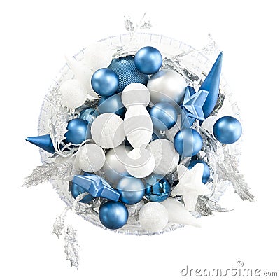 Bowl of Christmas Blues and Whites Stock Photo