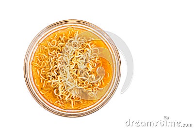 Bowl of convenient but unhealthy instant noodle with flavored so Stock Photo