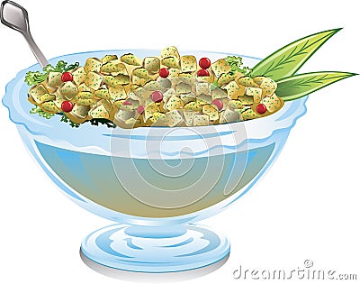 Bowl of cranberry stuffing Vector Illustration