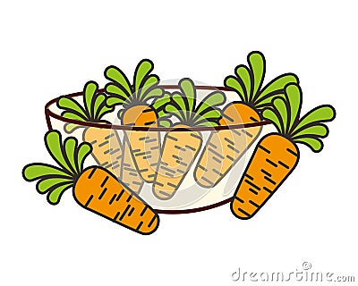 bowl of crystal with carrots vegetable Cartoon Illustration