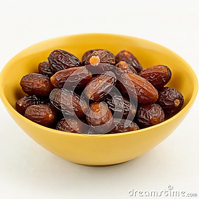 A bowl of dates, White Background, Stock Photo