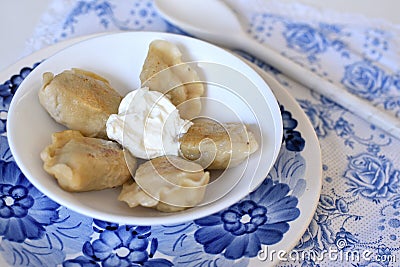 Bowl with dumplings Stock Photo