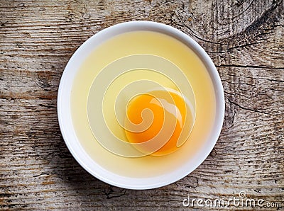 Bowl of egg yolk from above Stock Photo