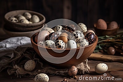 Bowl eggs natural. Generate Ai Stock Photo