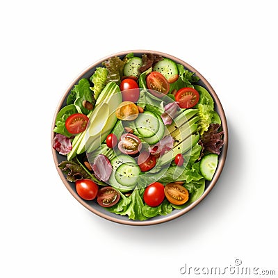 Hyperrealism Photography Of Olive Salad Bowl On White Background Stock Photo