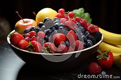 A bowl filled with a variety of fresh, nutritious fruits Stock Photo