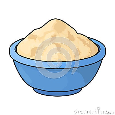 Bowl flour vector icon.Color vector icon isolated on white background bowl flour Vector Illustration