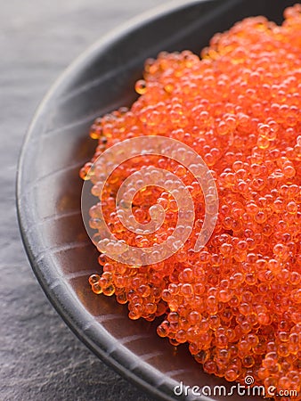 Bowl of Flying Fish Roe Stock Photo