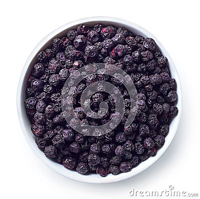 Bowl of freeze dried blueberries Stock Photo