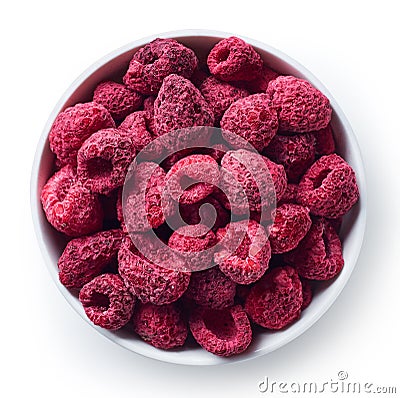 Bowl of freeze dried raspberries Stock Photo