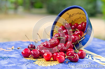 Bowl fresh cherries Stock Photo