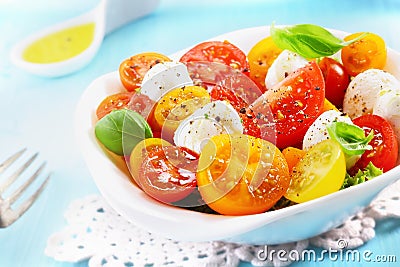 Bowl of a fresh and healthy Mediterranean salad Stock Photo