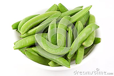 Bowl of Fresh Snow Peas Stock Photo