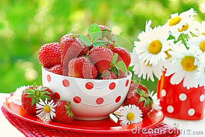 Bowl of fresh strawberries Stock Photo