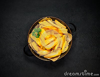 Bowl of Fried Potatoes Stock Photo