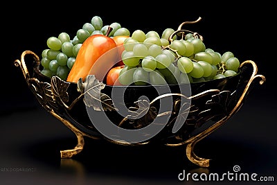Bowl of Fruit in the style of Art Deco (Generative AI) Stock Photo