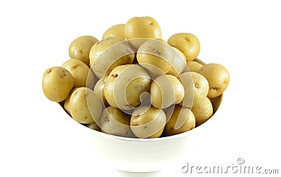 A bowl full of raw baby potatoes Stock Photo