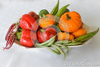 Bowl of Garden Fresh Vegetables Stock Photo