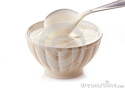 Bowl of greek yogurt Stock Photo