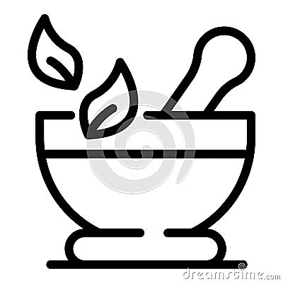 Bowl for grinding herbs icon, outline style Vector Illustration