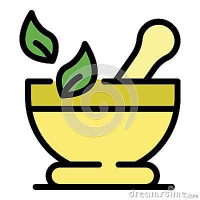 Bowl for grinding herbs icon color outline vector Vector Illustration