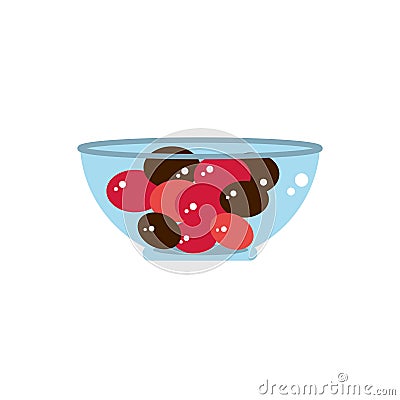 Bowl with hard candies sweet confectionery snack food candy Vector Illustration