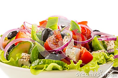 Bowl of Healthy Greek Salad Stock Photo